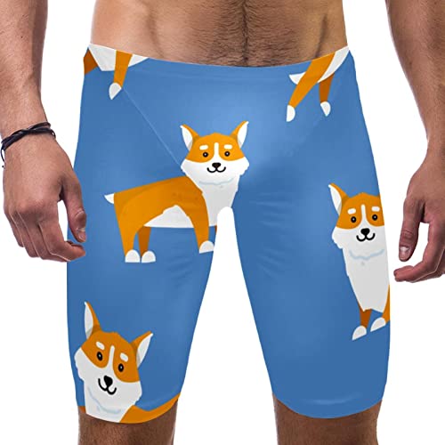 Bañador para hombre deportivo de natación azul con estampado Corgi ajustable