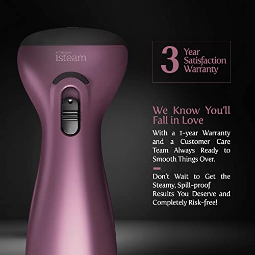 Isteam Steamer For Clothes [New Technology] Powerful Dry Steam. Multi-Task: Fabric Wrinkle Remover- Clean- Refresh. Handheld Clothing Accessory. For All Kind Of Garments. Home/Travel (Pink) #TOP5