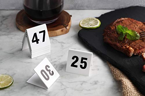 New Star Foodservice 26757 Double Sided Plastic Table Numbers, 1-25, Acrylic, White, 1.7" X 2" #TOP2