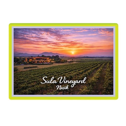 Image of Decorative Fridge Magnet with Glowing Border | Pack of 1 (Sula Vineyard, Nasik, 4x3 inch - Fluorescent Border)