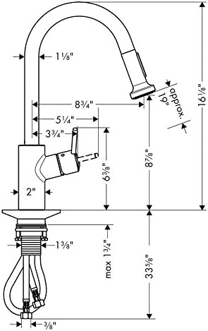 Dimensional drawing of hansgrohe Talis S² Kitchen Faucet