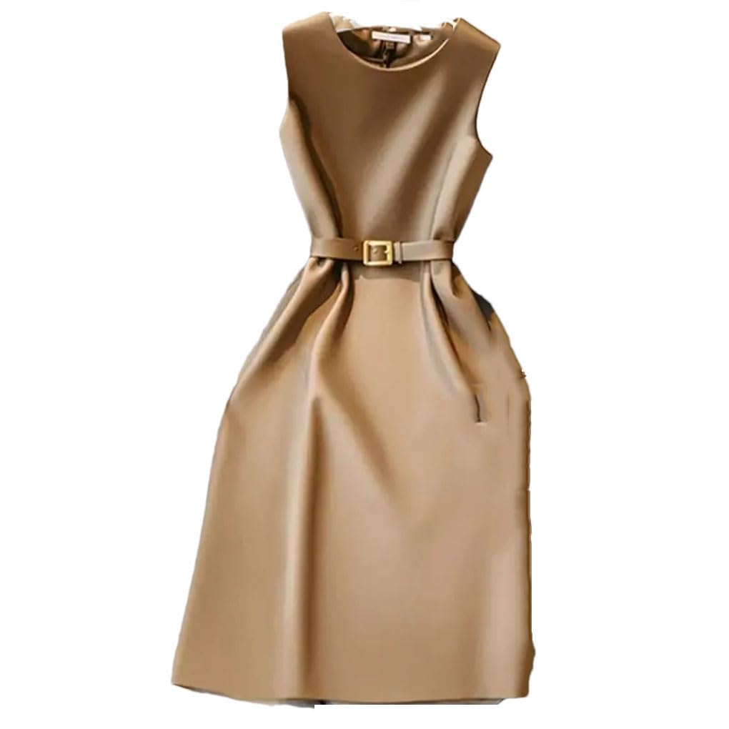 Womens Formal Slim Fit Dress Sleeveless High Waist Midi Party Ladies Collar Dress