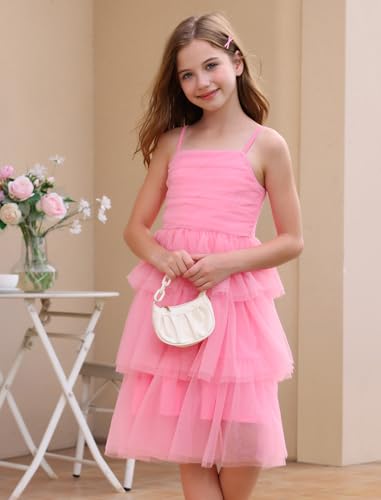 Girl Ruffle Formal Wedding Tiered Tulle Dress Teen Pageant Birthday HOCO School Prom Outfits Junior Graduation Dress3