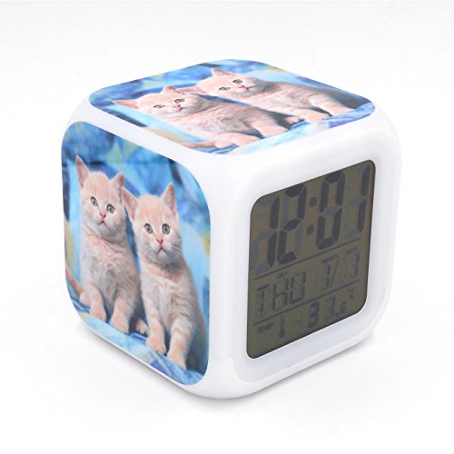 Boyan New British Shorthair Cat Kitty Led Alarm Clock Desk Clock Calendar Snooze