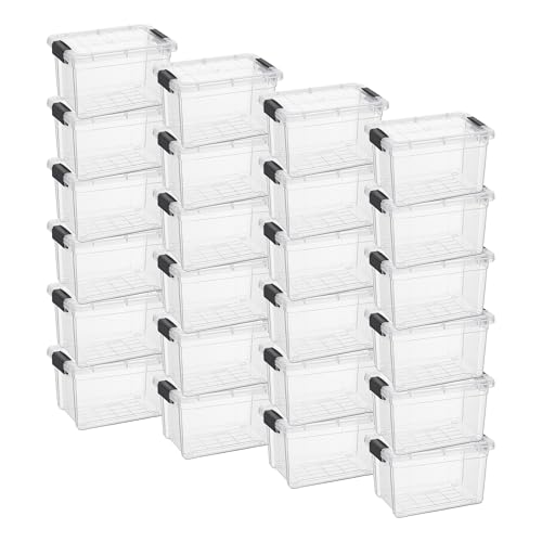 Image of Superio 1.4 Quart Mini Clear Plastic Storage Container with Lid, Stackable Small Organizer Box for Crayons, Art Supplies, Beads, Sewing, Stationery & Food Storage, 24 Pack