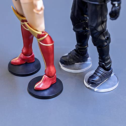 Image of 56PCS Action Figure 6 inch Display Stand, Toy Support Holder Stands Base, Compatible with GiJeo Classified Series /Mavel Legends Series /D C /Mo tu 1 /12 Figures, Mix Clear & Black