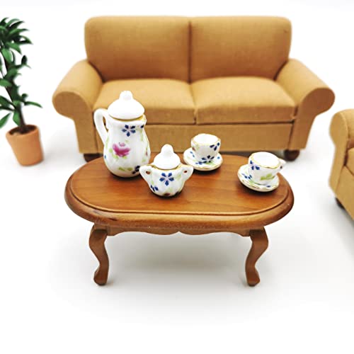 Sxfse Dollhouse Decoration Accessories,1/12 Mini Dollhouse Furniture Miniature Teatable Coffee Table Living Room Toy #TOP4