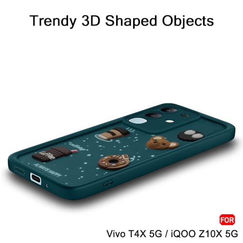 Image of TheGiftKart Back Cover Case for iQOO Z10x 5G / Vivo T4x 5G | Cute Fun Cartoon 3D Bear Coffee Case | Full Camera Protection | ShockProof Back Cover Case for iQOO Z10x 5G / Vivo T4x 5G (Silicone, Green)