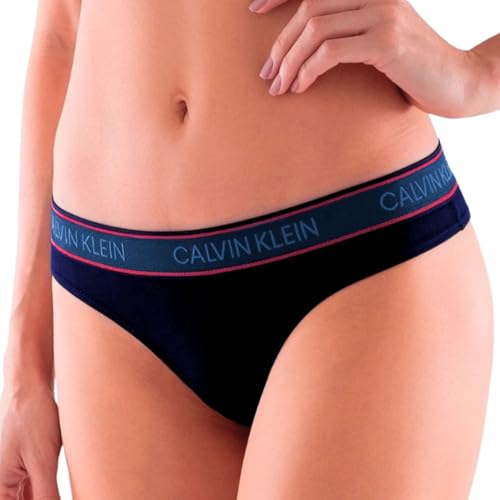 CALVIN KLEIN Calcinha Original Tanga AlgodĂŁo Cotton Soft, Azul Marinho, GG