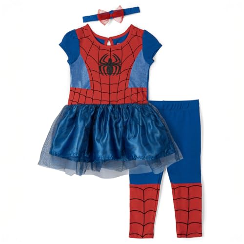 Image of Marvel Cotton Blend Halloween,Birthday,Christmas,Baby Shower Female SpiderMan Infant Superhero costume outfit
