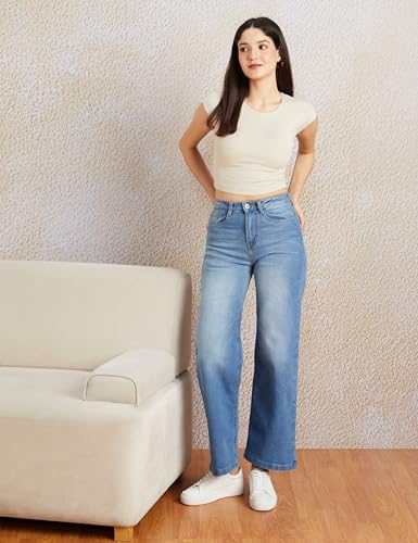 Image of Amazon Brand - Symbol Women Wide Leg Jeans (High Rise | Full Length) (Available in Plus Sizes)