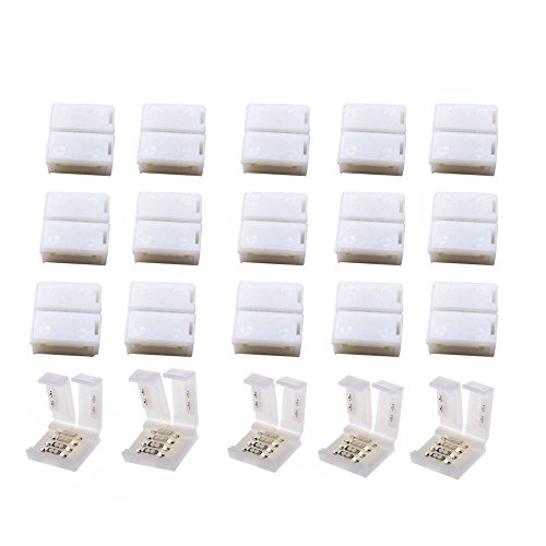 20 pcs 4 poligen LED Verbinder LED Strip Connector 10mm Breit LED Stecker,LED Schnellverbinder, für SMD 5050 RGB LED Streifen Stripes (20 PCS -RGB-Anschlüsse)