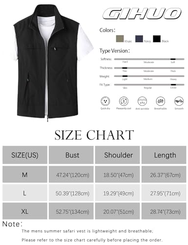 Image of Gihuo Mens Vest Casual Lightweight Vests Summer Sleeveless Jackets for Travel Hiking Fishing