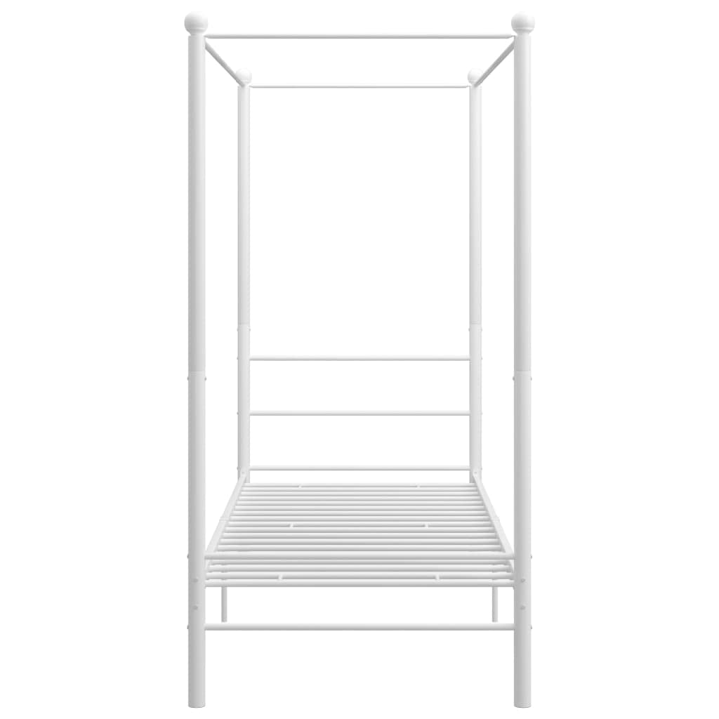 vidaXL Cadre de lit à baldaquin sans Matelas Blanc métal 90x200 cm