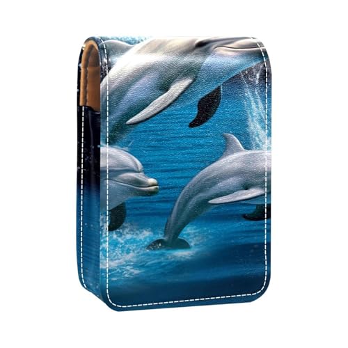 Organizer per trucco custodia per rossetto per per mini borsa da viaggio esterna delfini delloceano della luna piena