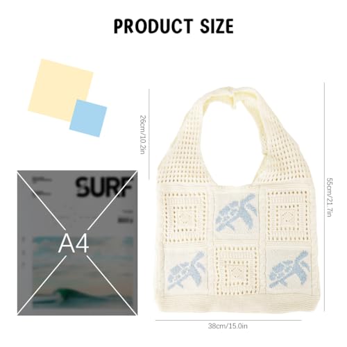 Image of PALAY Crochet Tote Bag Shoulder Bag Floral Hand Bag Hollow Out Bag Casual Tote Bag Multi-Purpose Crochet Travel Tote Bags for Women Office Use, College