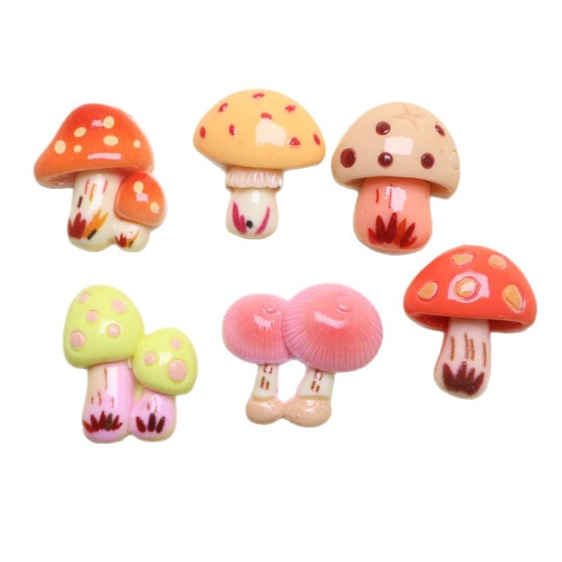 6 Imánes para refrigerador de hongos 3D de resina miniatura 4
