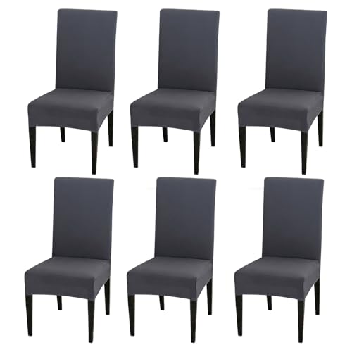 Zencantorous 6 Piezas Fundas Sillas de Comedor, Fundas para Sillas de Comedor, Fundas Sillas, Funda para Sillas Elástica, Ajustables, Lavables y Extraíbles, para Salón, Cocina, Oficina, Gris