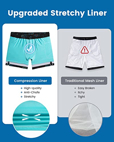 Image of maamgic Mens Swim Trunks with Compression Liner 5 Inch, Quick Dry Bathing Suit with Zipper Pockets, No-Chafing Swim Shorts