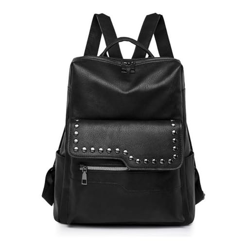 Sac à dos vintage noir marron blanc grand compartiment ville tendance