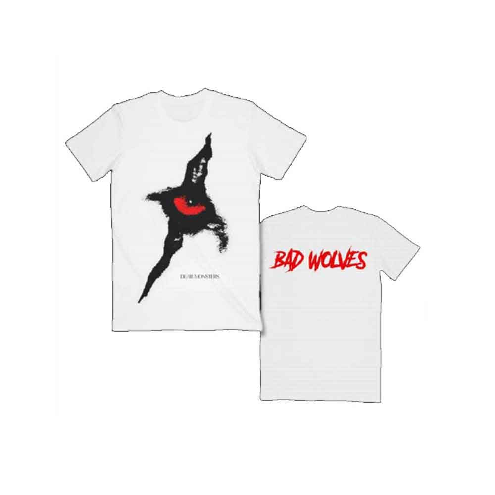 Bad Wolves T Shirt Dear Monsters Eye and Band Logo Official Mens White XL