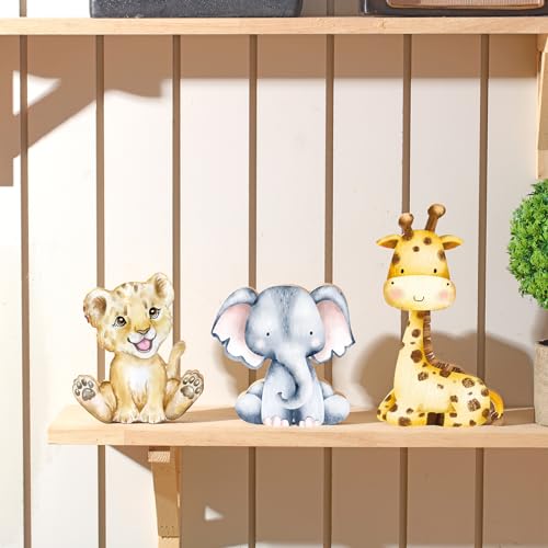 Image of Barydat 3 Pcs Safari Nursery Decor Woodland Animal Nursery Decoration Woodland Nursery Decor Wooden Animal Themed Room Decor for Baby Nurseries, Bedrooms (Wildlife)