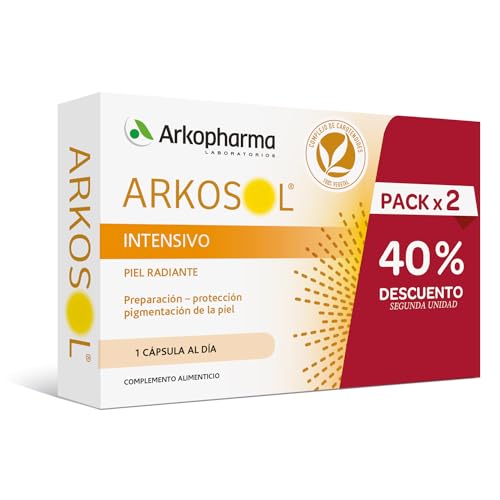 Arkopharma Arkosol Intensivo 60 Cápsulas, Bronceado Desde el Interior, Todo Tipo de Piel, Prepara y...
