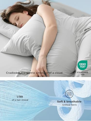 Image of Bedsure Cooling Sheets Full Size, Hot Sleeper Bed Sheets, Up to 18 Inches | Chill Cool Sheet, Deep Pocket, Soft & Breathable Full Size Sheets, 4 Pieces, Grey