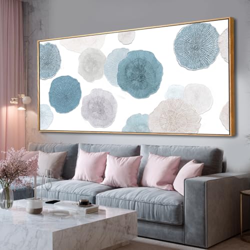 Image of VAYIMDH Neutral Home Wall Decor Blue Canvas Wall Art Contemporary Decorative Painting 32 inchx70 inch Large Artwork for Living Room Bedroom