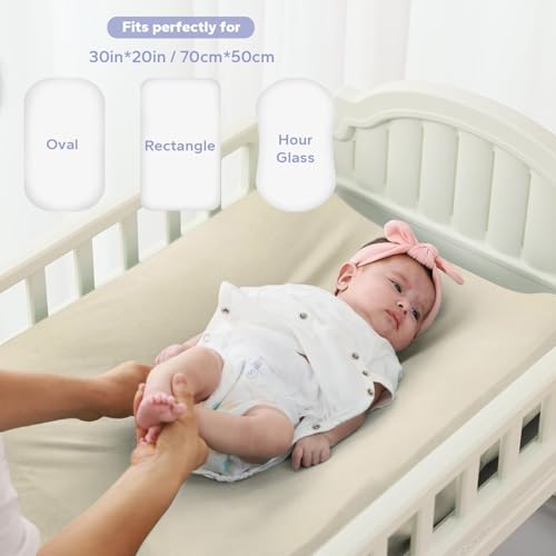 Image of FUNUPUP Baby Lounger Cover Only Rayon Derived from Bamboo, Khaki | Removable Elastic, Soft Breathable, Easy On /Off Change, Machine Washable