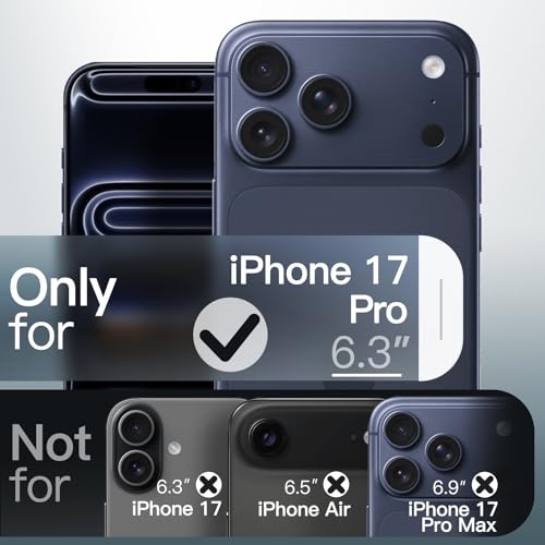 Image of JETech Matte Case for iPhone 17 Pro 6.3-Inch, Shockproof Military Grade Drop Protection, Full Camera Lens Protection, Frosted Translucent Back Minimalist Phone Cover (Dark Blue)