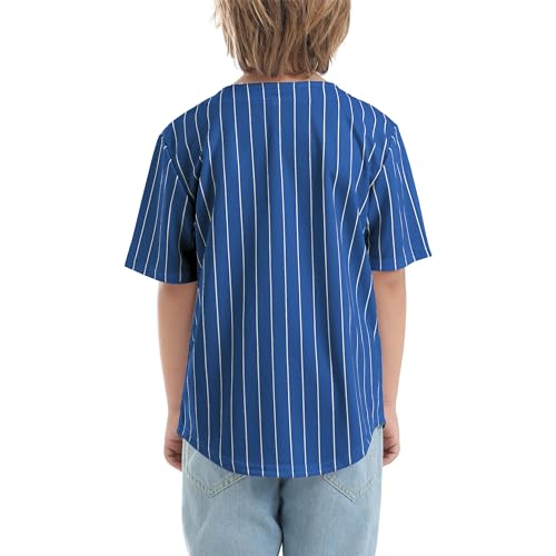 Mowbeat Boys Baseball Jersey Stripe Kids Girls Hip Hop T Shirts Short Sleeve Button Down Sport Jersey Shirt2
