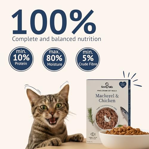 Image of Goofy Tails Mackerel and Chicken Wet Cat Food and Kitten Food, 210g (70g X 3 Pouches), Preservative Free, Gluten & Grain Free, Balanced Cat Wet Food, Powered by Taurine (1, Chicken & Mackerel)