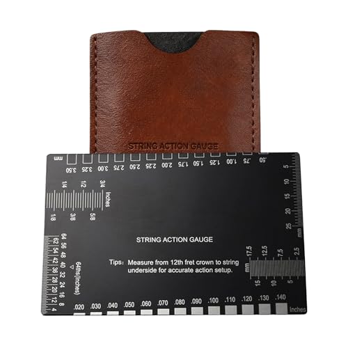 Medidor de altura de cuerdas de guitarra, herramienta de medición, regla de escala métrica e imperial, tarjeta de acción de cuerdas de metal portátil, herramienta de ajuste de configuración de