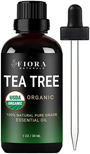 Tea Tree Essential Oil by Fiora Naturals- 100% Pure Organic Tea Tree Oil, for Face, Hair, Skin, Acne, Scalp, Foot and Toenails. Pure Melaleuca Alternifolia, 1 oz /30ml