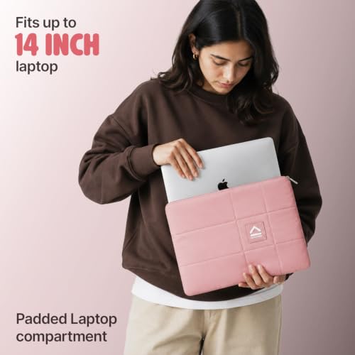 Image of uppercase Hashtag 14 Inch Laptop Sleeve Padded Compartment Protective Case Slim Lightweight Water-Resistant Zipper Closure for Office Travel Daily Use (Pink)