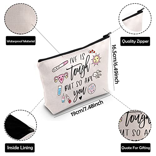ZJXHPO IVF Infertility Themed Women Ladies Cosmetic Bag IVF Is Tough But So Are You Makeup Bag With Zipper Gift For Wife Her (IVF Tough)3