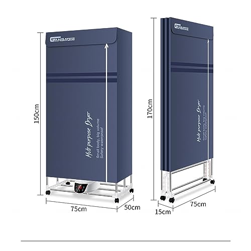 droger, intelligente bescherming tegen oververhitting tegen constante temperatuur, luchtdroger kleding, opvouwbaar aanraakscherm, verwarmde kledingdroger met hoes, regenachtig weer, blauw - Image 7