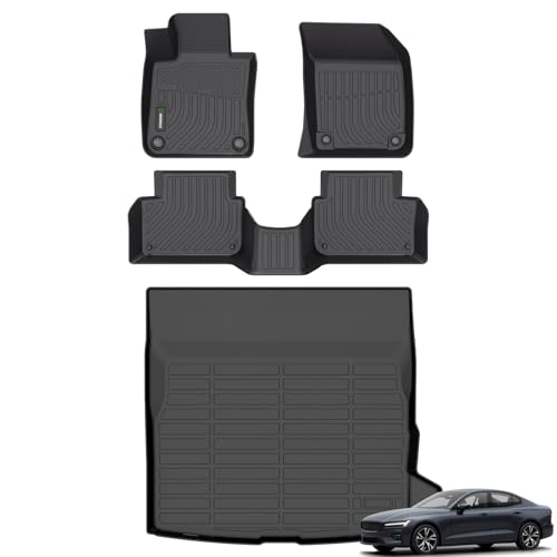 ANBINGO®-Floor Mats & Cargo Liner for 2019-2025 Volvo S60 (Not for Recharge),Car Mat for S60 All Weather Floor Liners Front& Rear Row Full Set TPE S60 Accessories Black