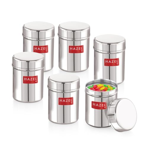 Image of HAZEL Stainless Steel Kitchen Containers Set of 6, 200 ML | Air Tight Storage Box for Kitchen | Durable Steel Storage Containers for Kitchen Storage