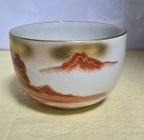 Kutani Yaki Kinpouzo Style Rice Bowl, Matcha Bowl, Kinpouzo Tea Bowl