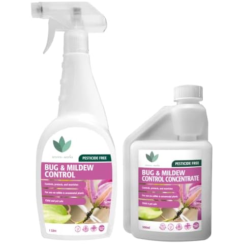 Enviro Works - Bug and Mildew Control - 1L Ready to Use and 500ml Super Concentrate Refill - Pesticide Free - Safe to use around children, pets and bees Cover