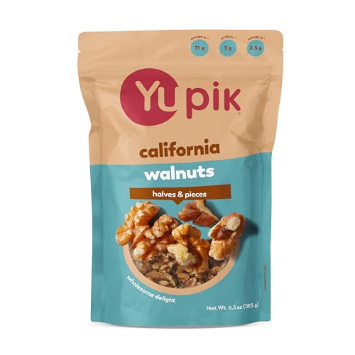 Yupik California Walnuts, Halves and Pieces, 6.5 Oz, Gluten-Free, Kosher, Raw Nuts, Unsalted, Unroasted, No Shell, Healthy Snacks, Source of Omegas