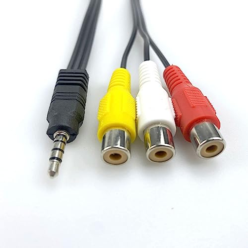 FANTIA 3.5mm to 3 RCA AV Adapter Cable - Black, 25cm, Plug and Play, Compatible with TV, Stereo, Camcorder, MP3 Player - Thumbnail 5