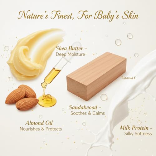 Image of Baby Body Wash | No Tears Formula | Shea Butter, Almond Oil, Vitamin E, Sandalwood & Milk Protein | Dermatologist & Pediatrician Tested | Toxin-Free & Gentle Cleanser (200ml)