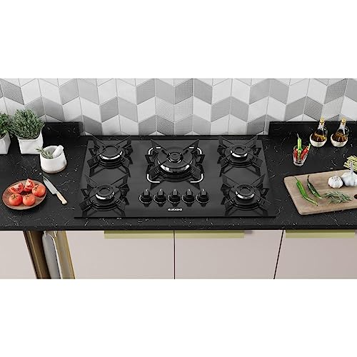Cooktop 5 Bocas a Gás Itatiaia Electra Glass Tripla Chama Acendimento Superautomático Preto Bivolt