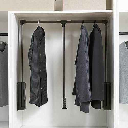 Tringle de penderie réglable noire pour optimisation de rangement de placard ajustable - 7