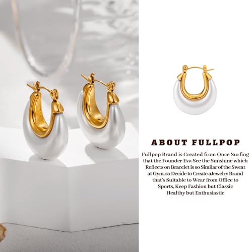 Image of Fullpop Vintage Earrings for Women, Chunky 14K Gold Plated Resin Hoop Earrings Lightweight Hollow Drop Earrings Hypoallergenic Earrings for Women Vintage Anthropologie Jewelry Gifts for Women