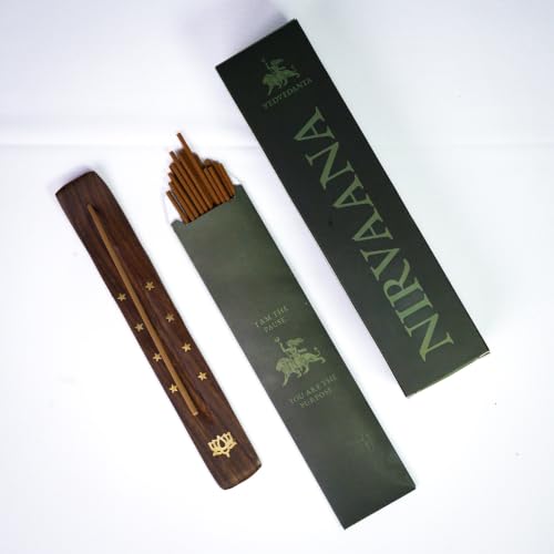 Image of Nirvaana Luxury Incense Sticks | 60 Bambooless Incense Sticks | Pure Sheesham Wood Stand | Long Lasting Fragrance | Complete Sensory Journey | Ethically Crafted | Pack of 1