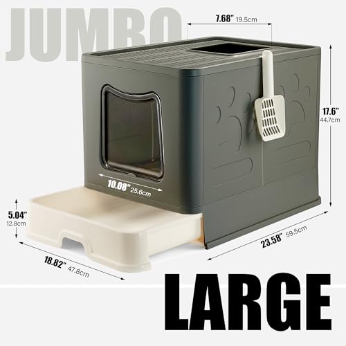 Arenero grande cubierto para gatos Vealind XL con tapa y pala miniatura 3